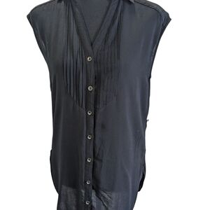 Maeve Black Sleeveless Button-Up Top With Cut Out In Back Size 0